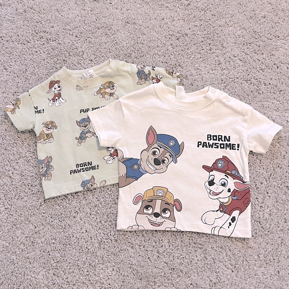 H&M Paw Patrol Graphic Tees in Cream and White